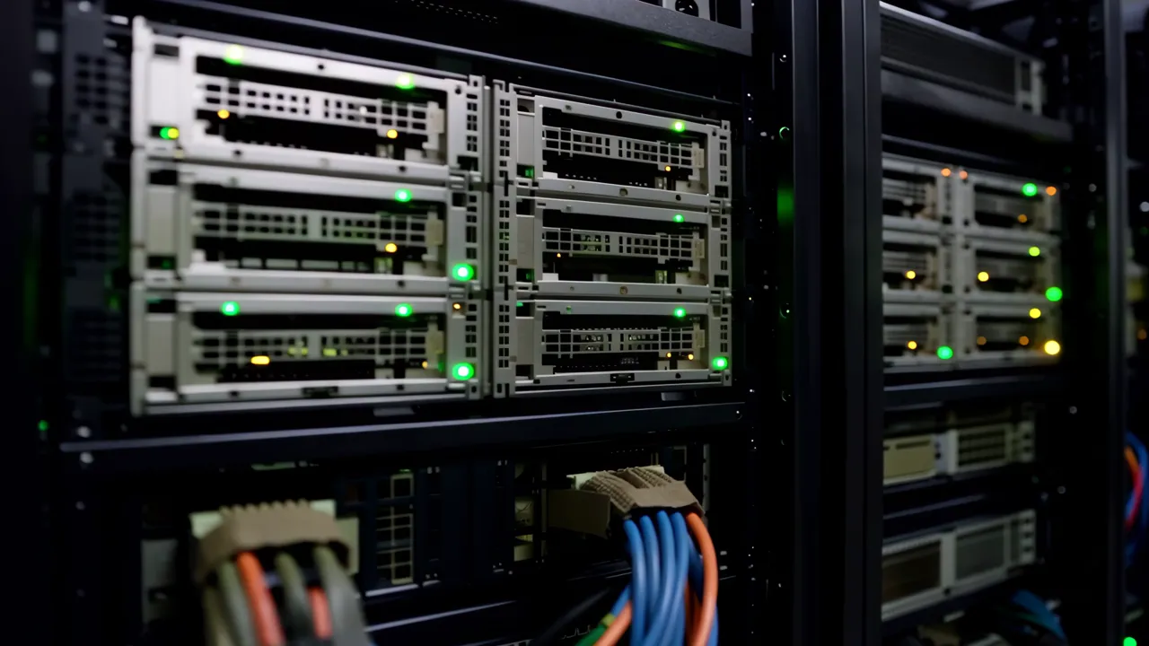 Professional Colocation Facility with Organized Server Racks