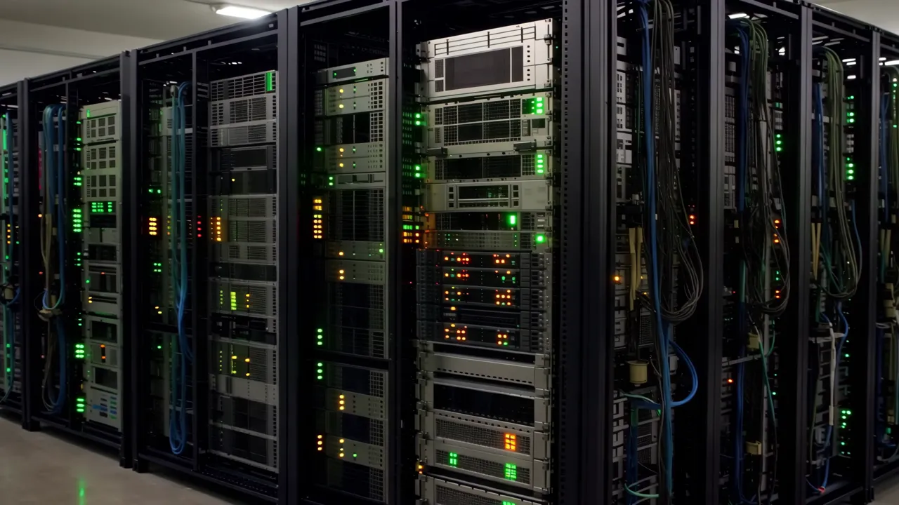 Professional Colocation Facility with Server Racks