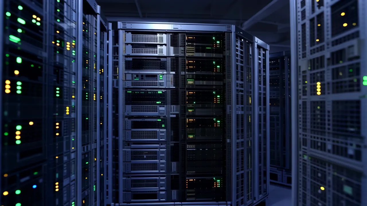 Professional Colocation Facility with Server Racks