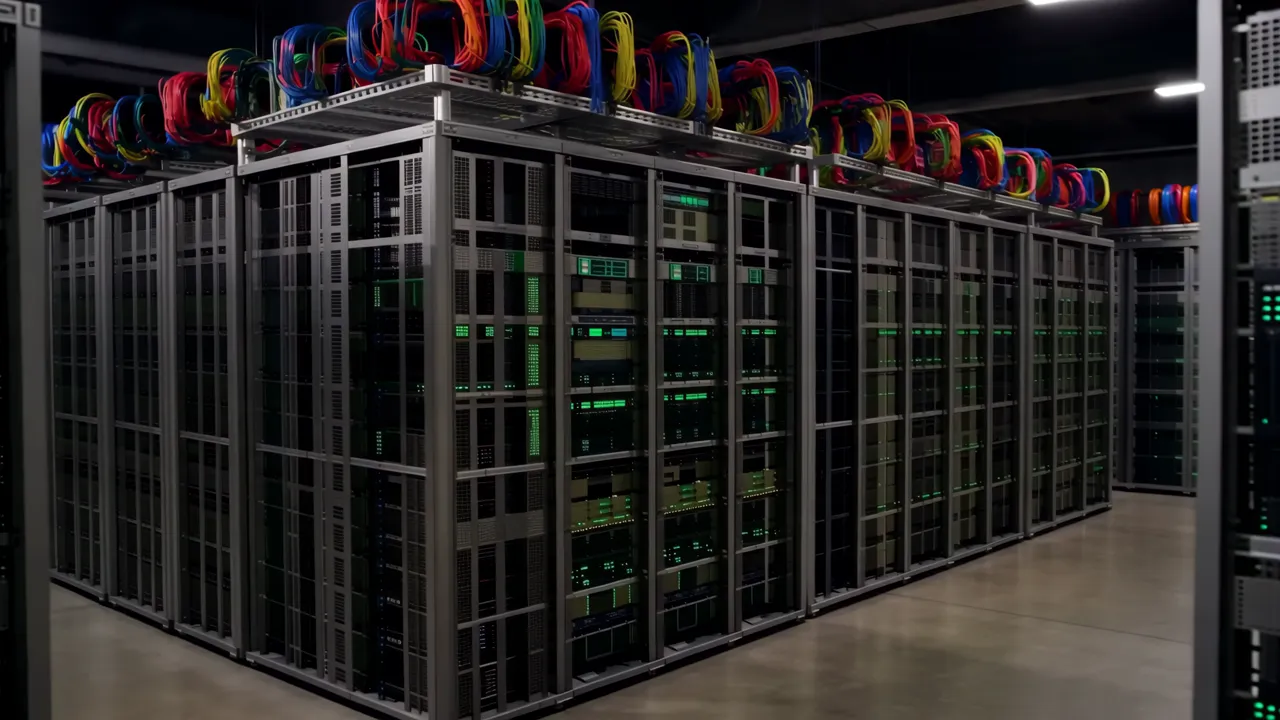 Professional Colocation Facility with Server Racks