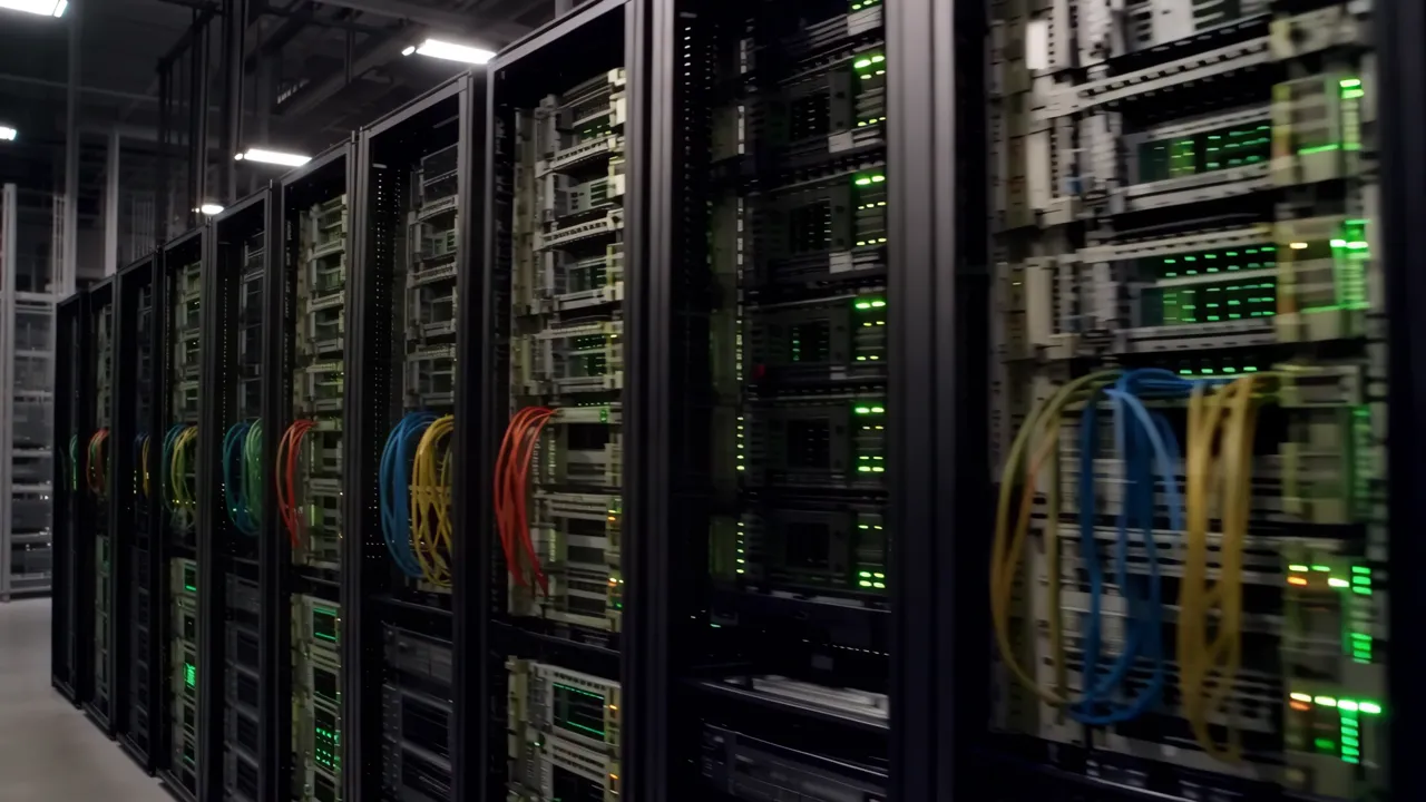 Professional Data Center with Organized Server Racks