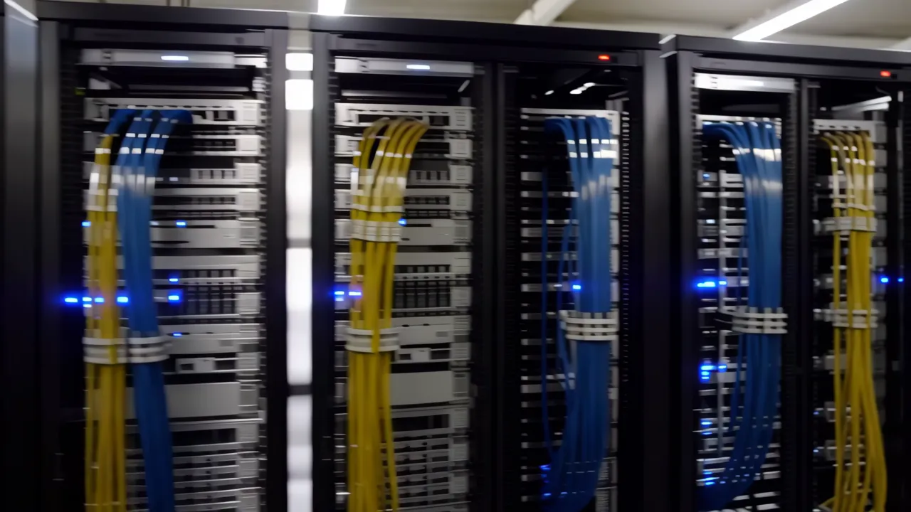 Professional Data Center with Organized Server Racks