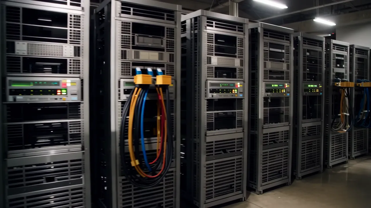 Professional Data Center with Organized Server Racks