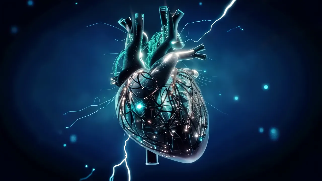Pulsing Digital Heart with Electric Arcs and Fiber Optics
