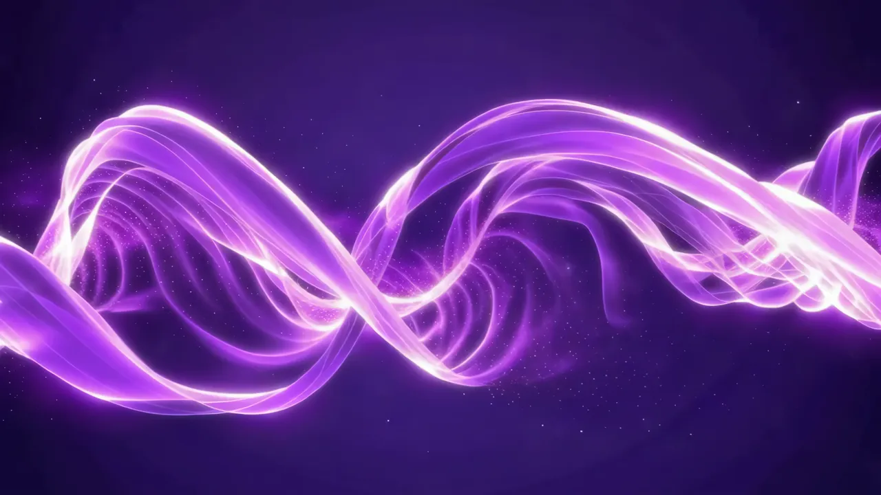 Purple Abstract Flowing Energy Waves with Glowing Particles