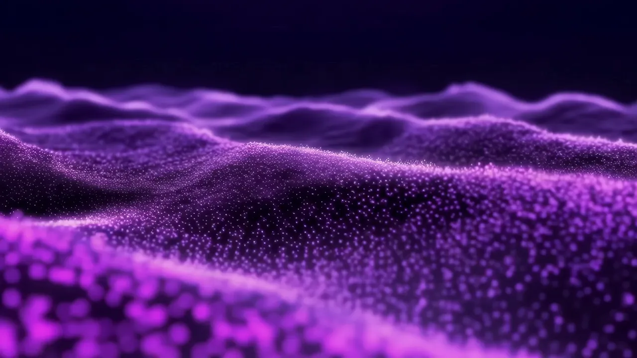 Purple Digital Wave Particles with Soft Glow