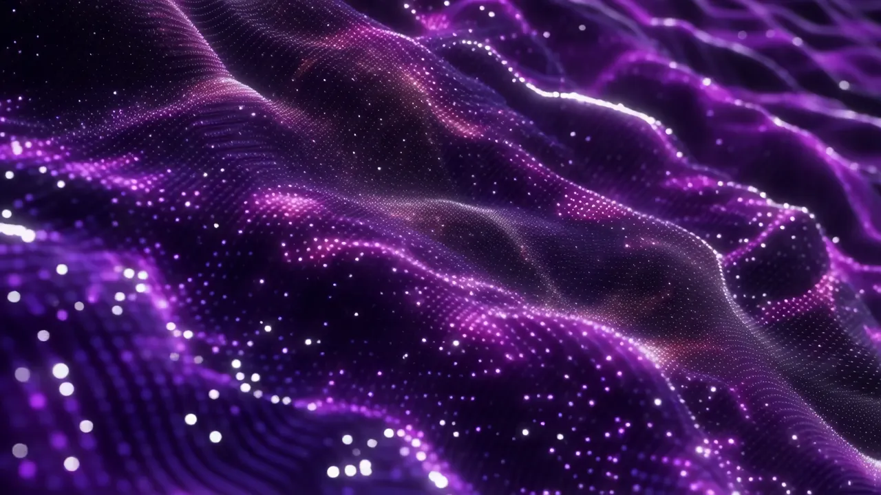 Purple Digital Wave with Shimmering Lights