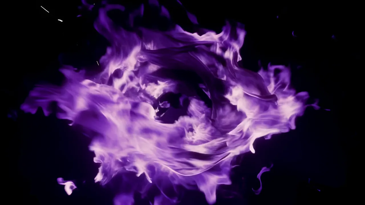 Purple Fire Vortex Swirling Across the Frame