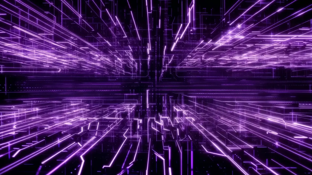 Purple High-Tech Pulsing Glowing Lines Technology Backdrop