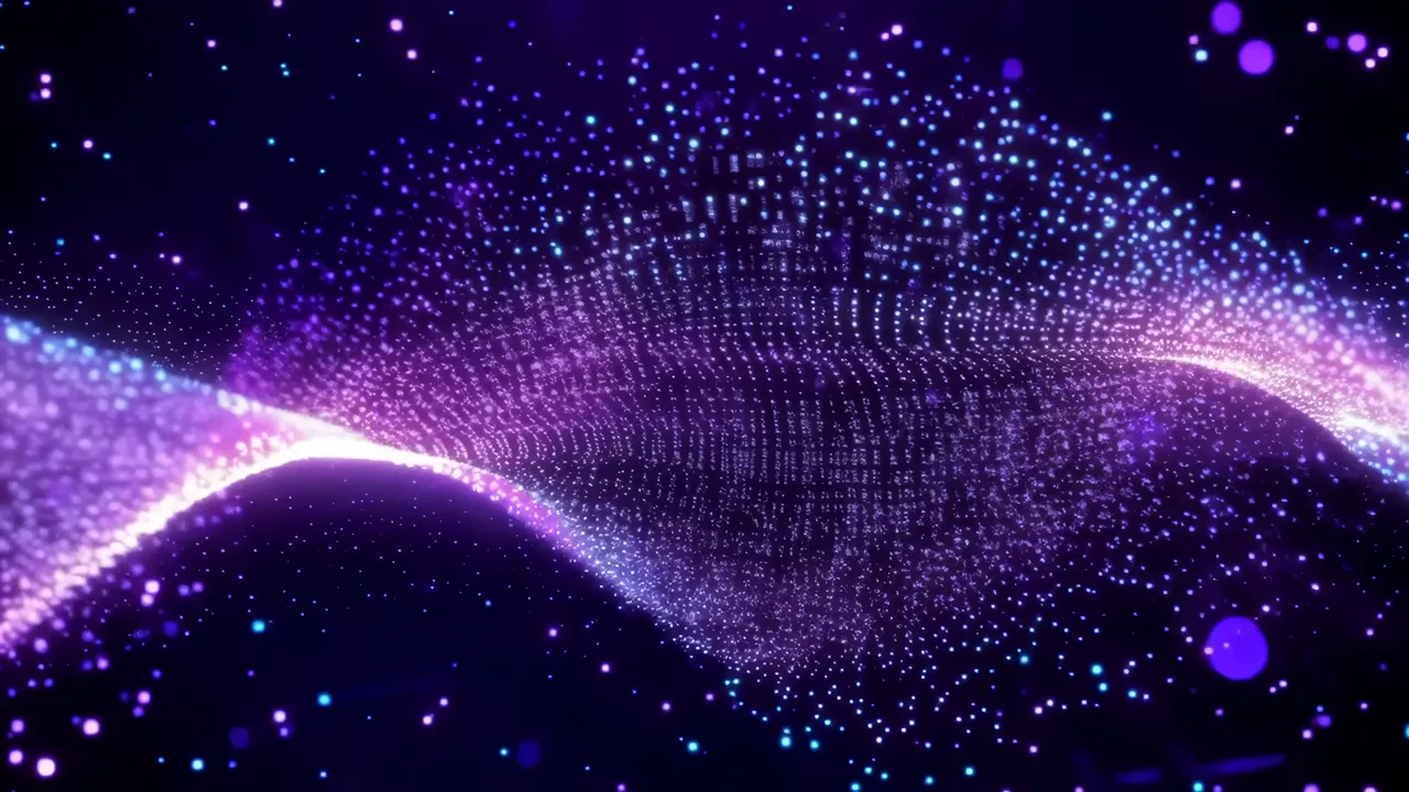 Purple High-Tech Wave-Like Shimmering Dust Background