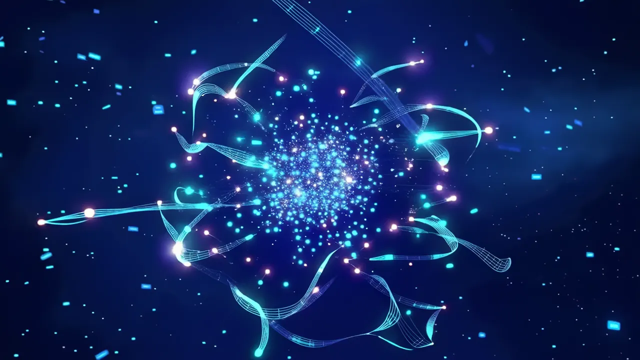 Radiant Blue Neural Network Visualization with Data Flow