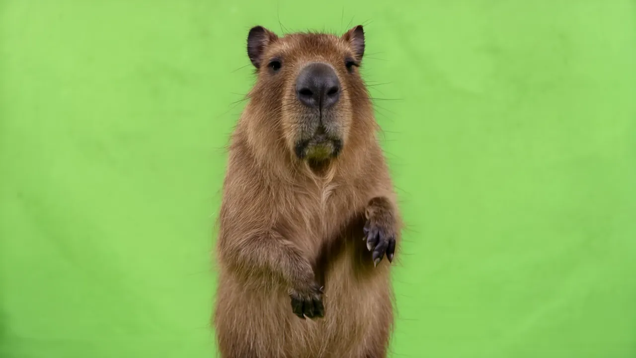 Real Capybara Standing Upright with Calm Expression