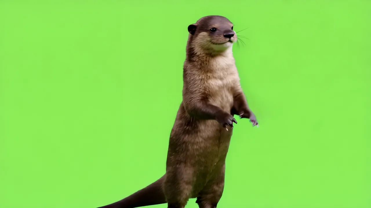 Real Otter Standing Upright with Paws Together