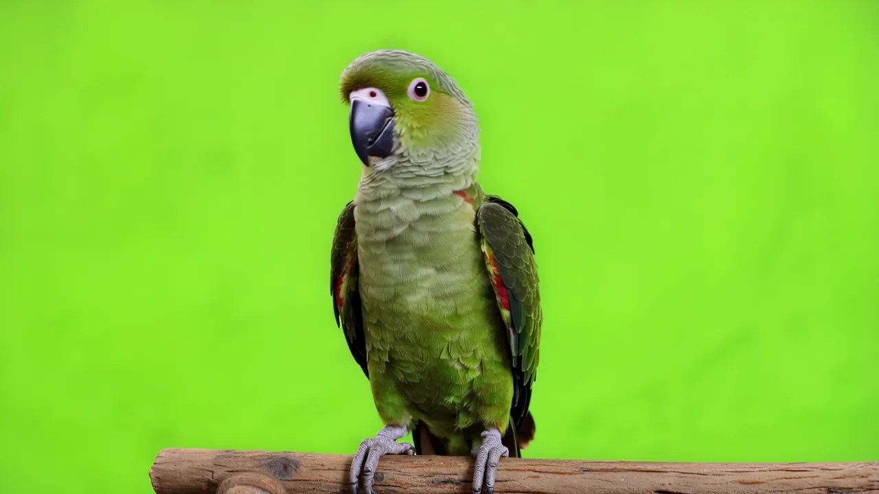 Real Parrot Standing on Perch with Green Screen Background
