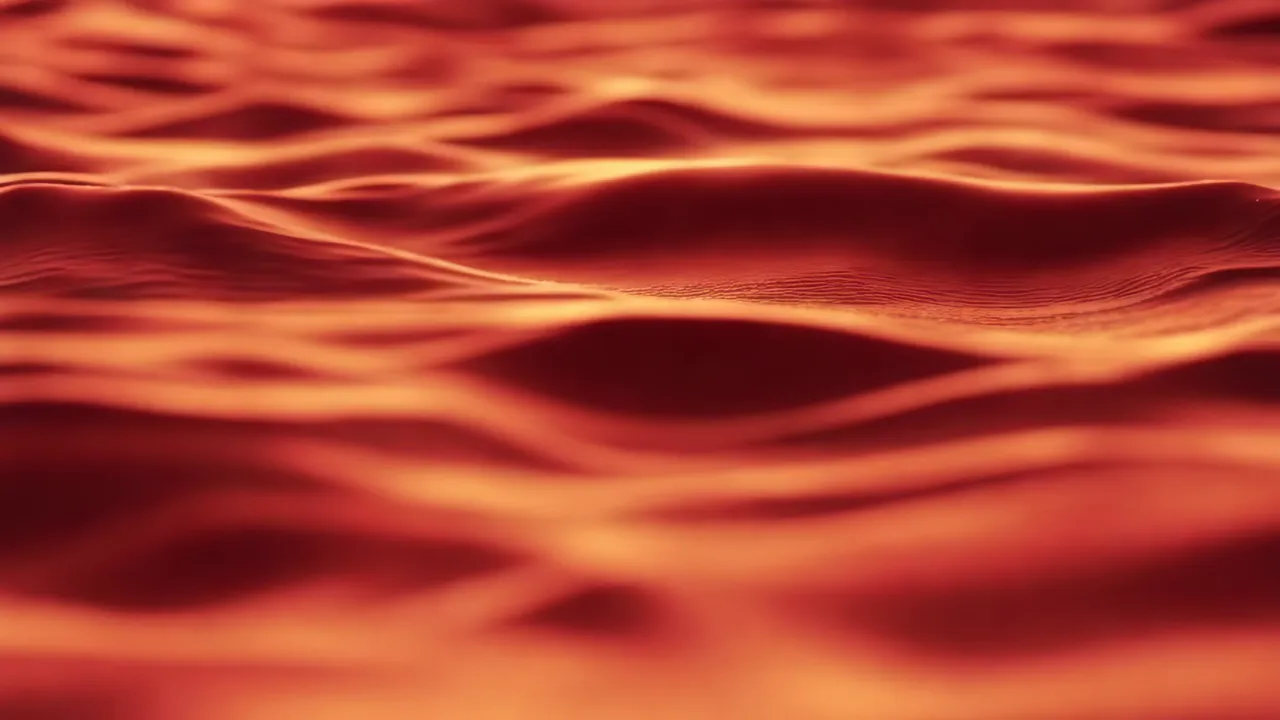 Red Shimmering Waves Reflecting Light in Abstract Background