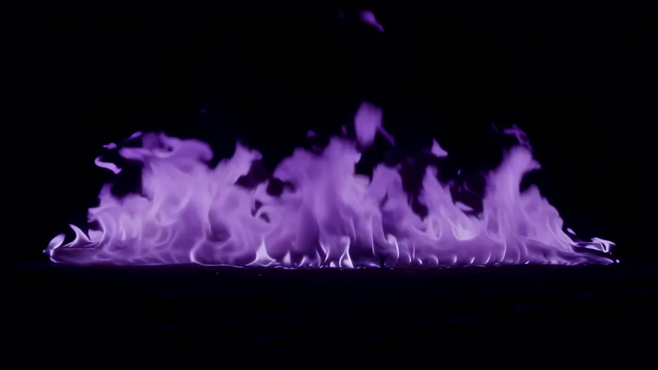 Rolling Flames in Darkness with Purple Hue