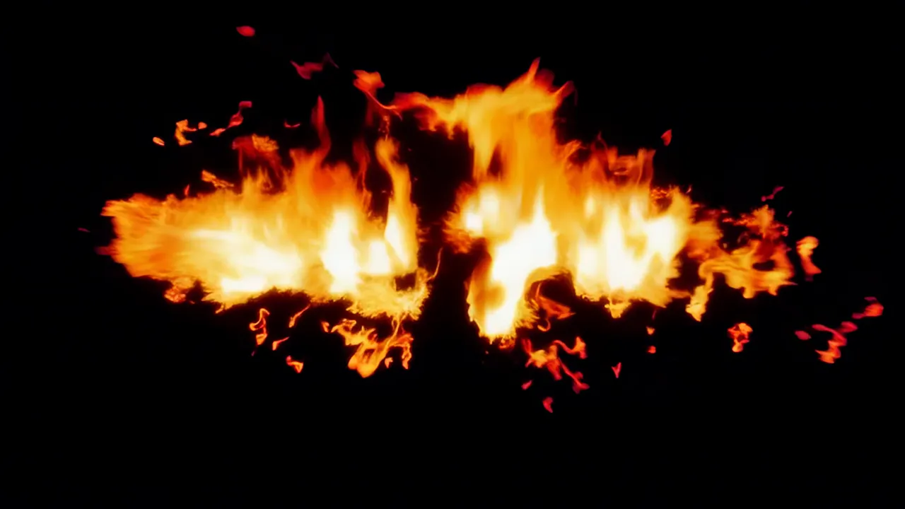 Rolling Wave of Orange Fire Against a Black Background