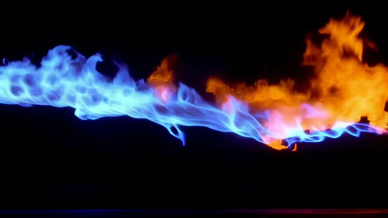 Rolling Wave of Orange Fire on Black Background