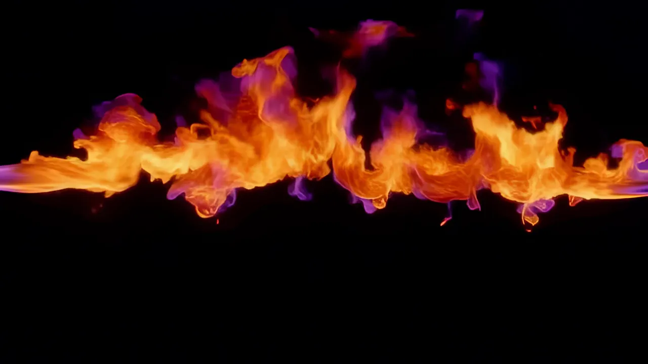 Rolling Wave of Orange Fire with Abstract Colors