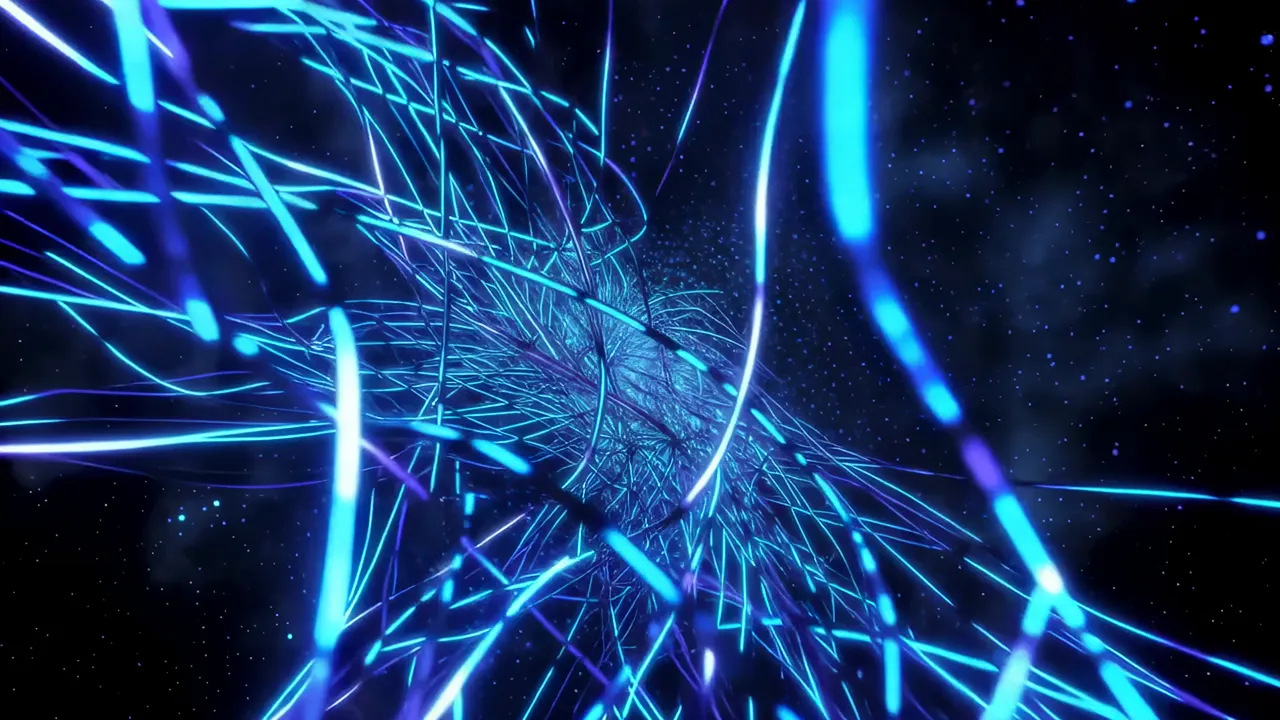 Rotating Electric Blue Light Filaments in Space
