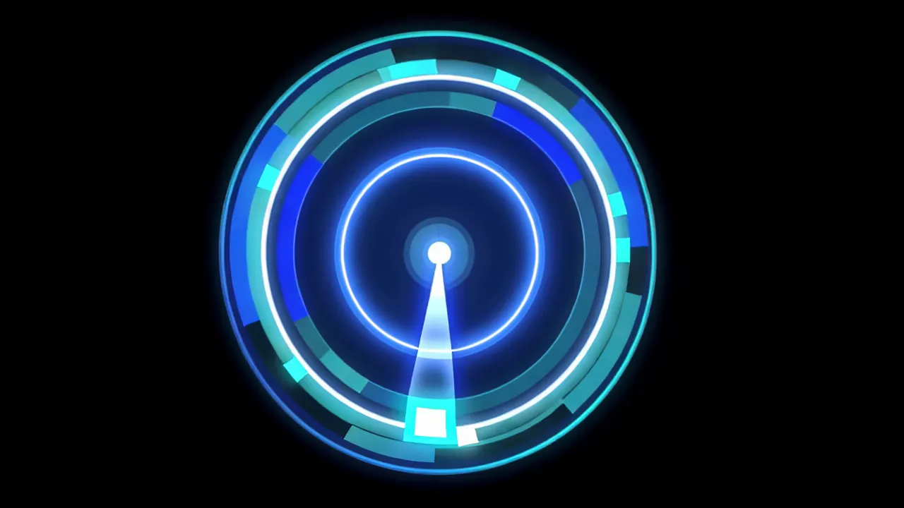 Rotating Radar Sweep Circle with Blip Indicators