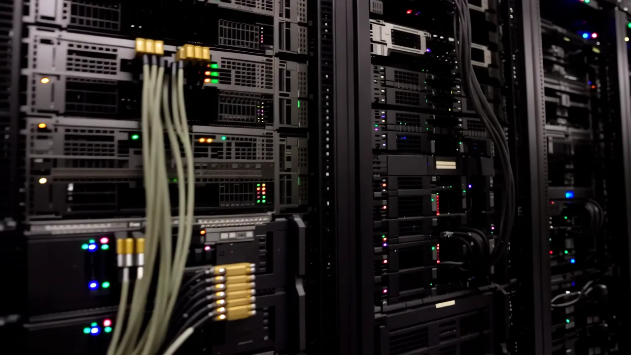 Rows of Black Server Racks in a Data Center