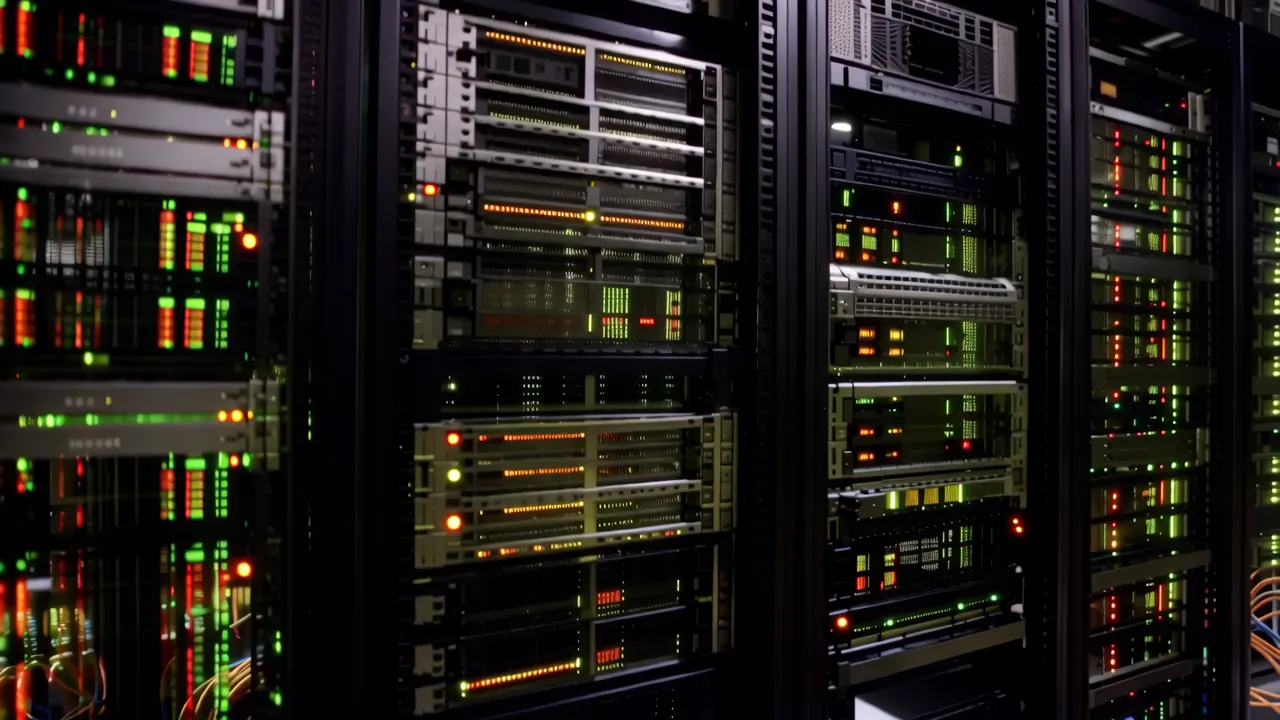 Rows of Server Racks in a Data Center
