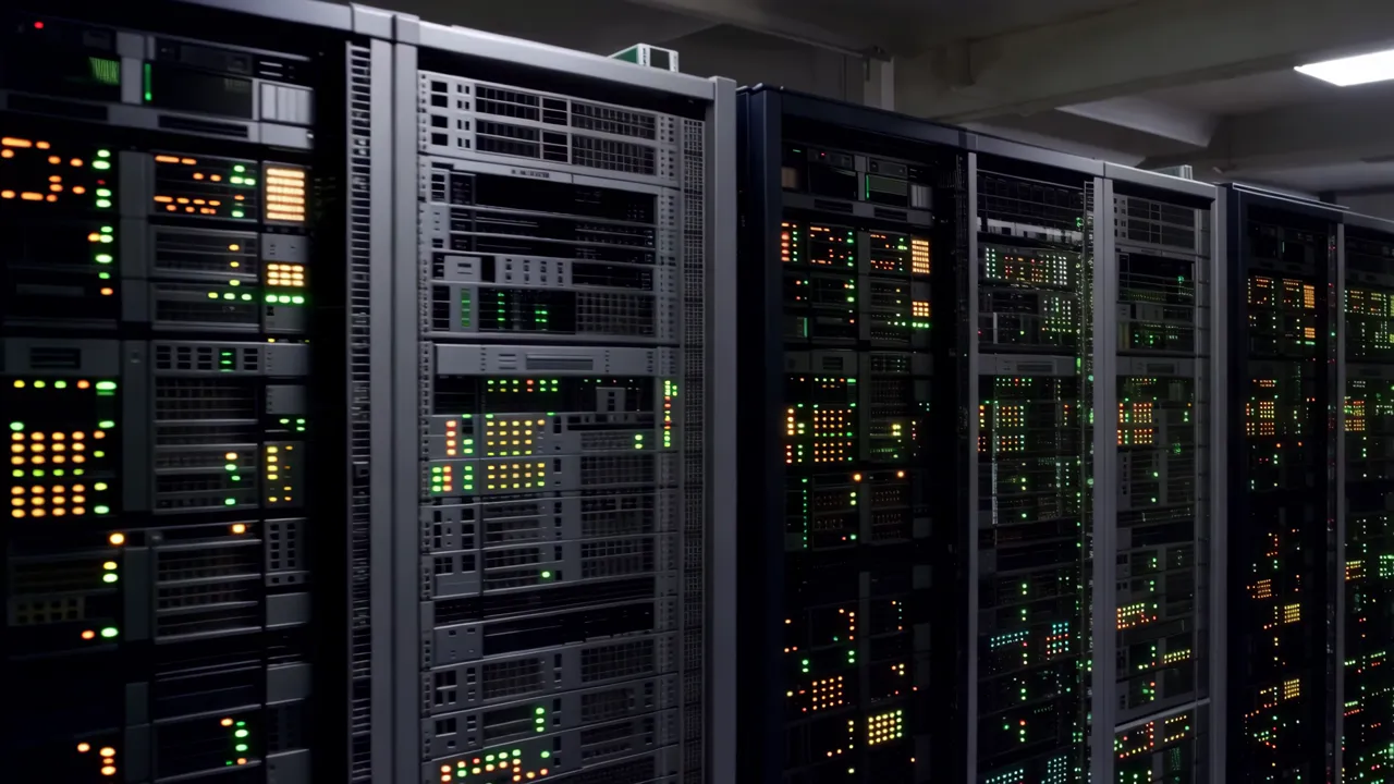 Rows of Servers in a Professional Data Center