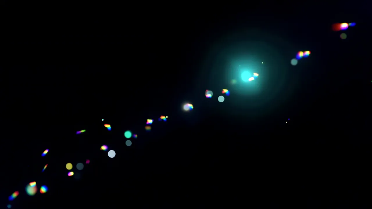 Scattered Prismatic Rainbow Lens Flare on Black Background
