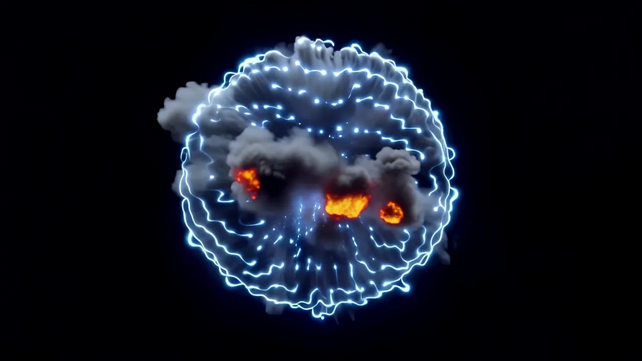 Sci-Fi Energy Explosion with Plasma Core and Shockwave