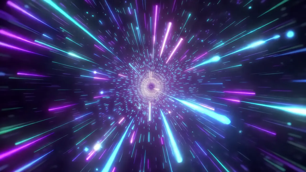 Sci-Fi Tunnel with Flowing Light Trails in Vibrant Colors