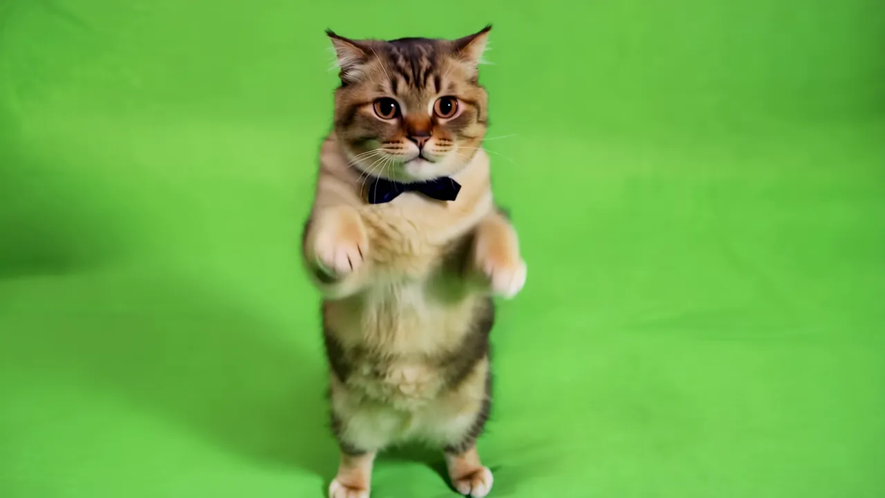 Scottish Fold Cat Standing Upright with Bow Tie