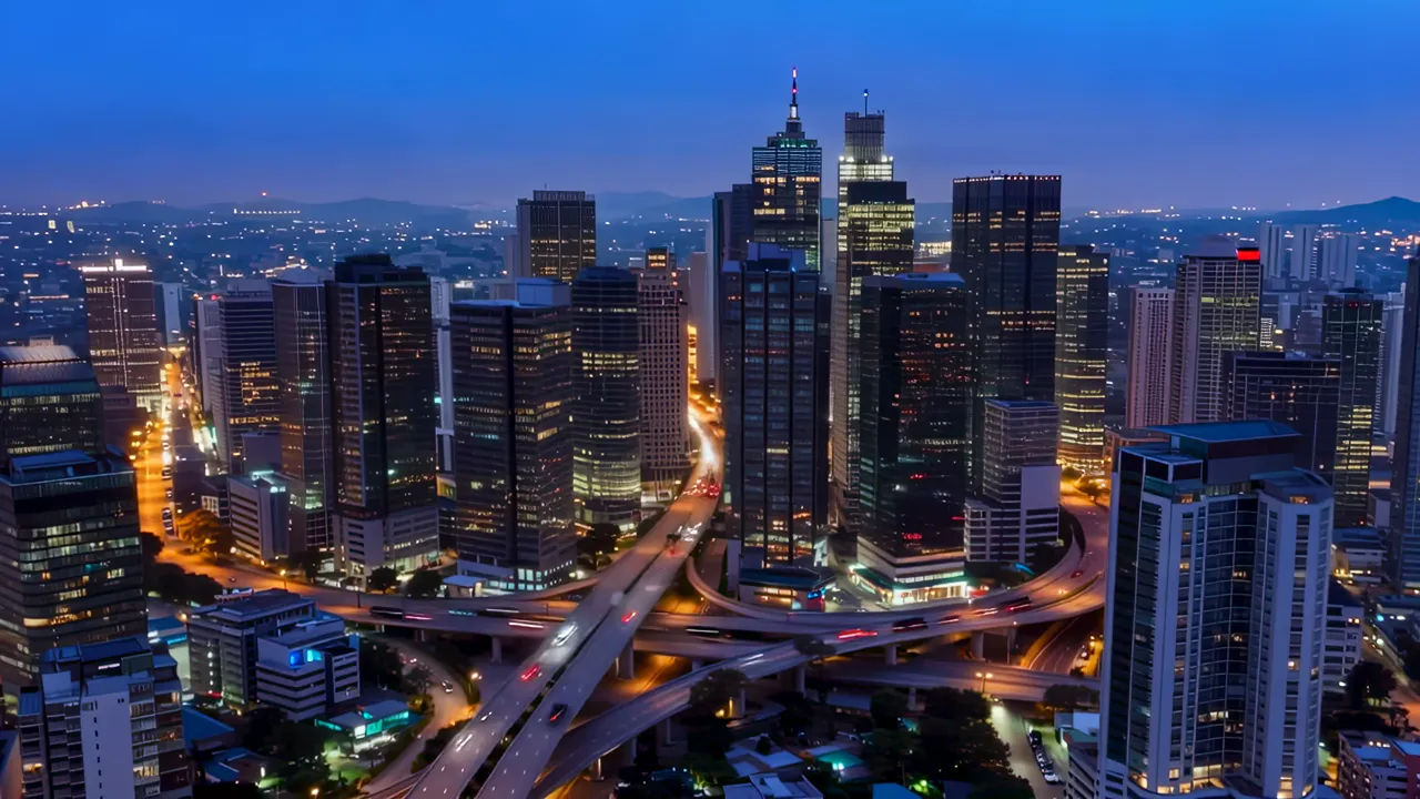 Seoul Gangnam District with High-Rise Towers at Dusk