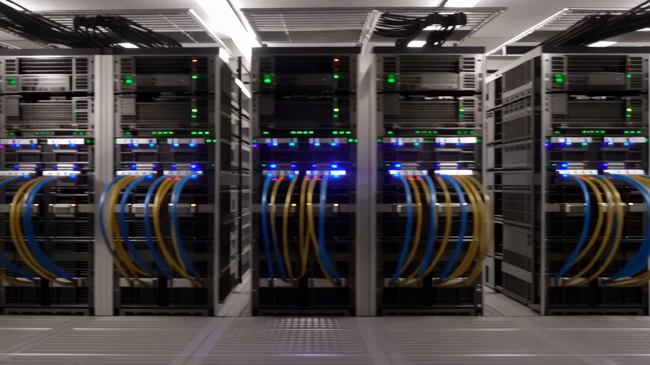 Server Room Corridor with Cable Management
