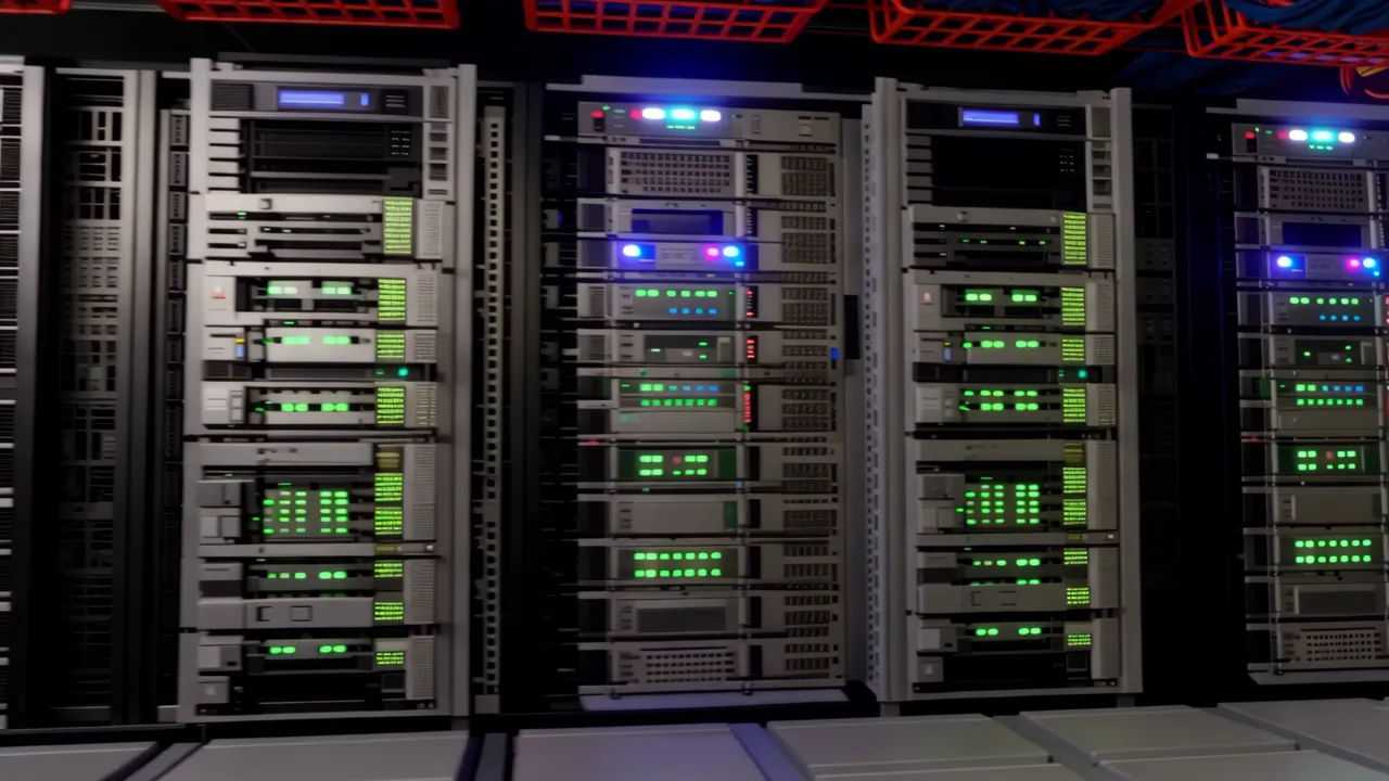 Server Room Corridor with Cable Trays and Raised Floor