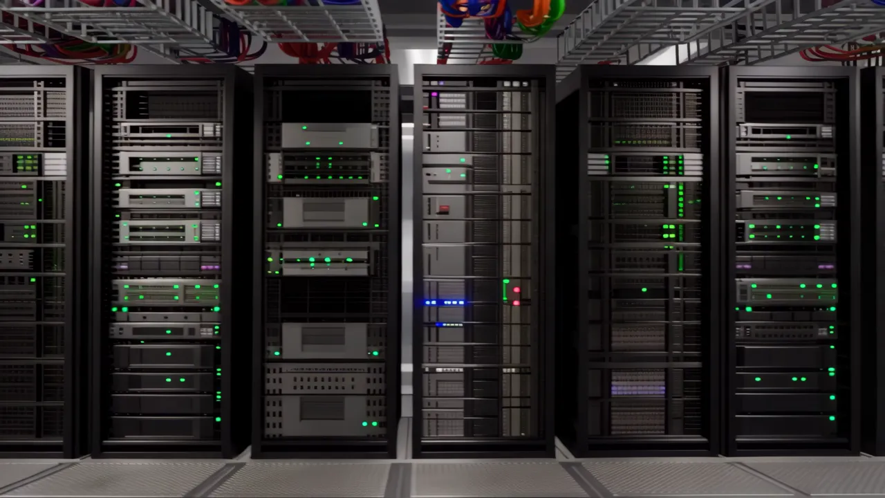 Server Room Corridor with Raised Floor and Cable Trays