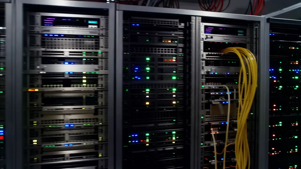 Server Room Corridor with Raised Floors and Cable Trays