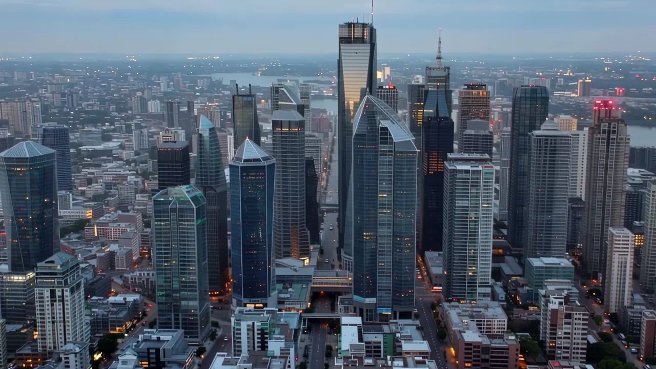 Shanghai Pudong Financial District with Futuristic Towers
