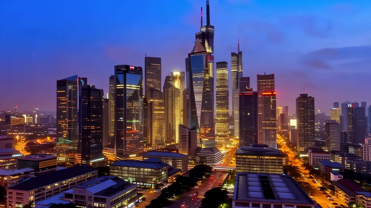 Shanghai Pudong Financial District with Futuristic Towers