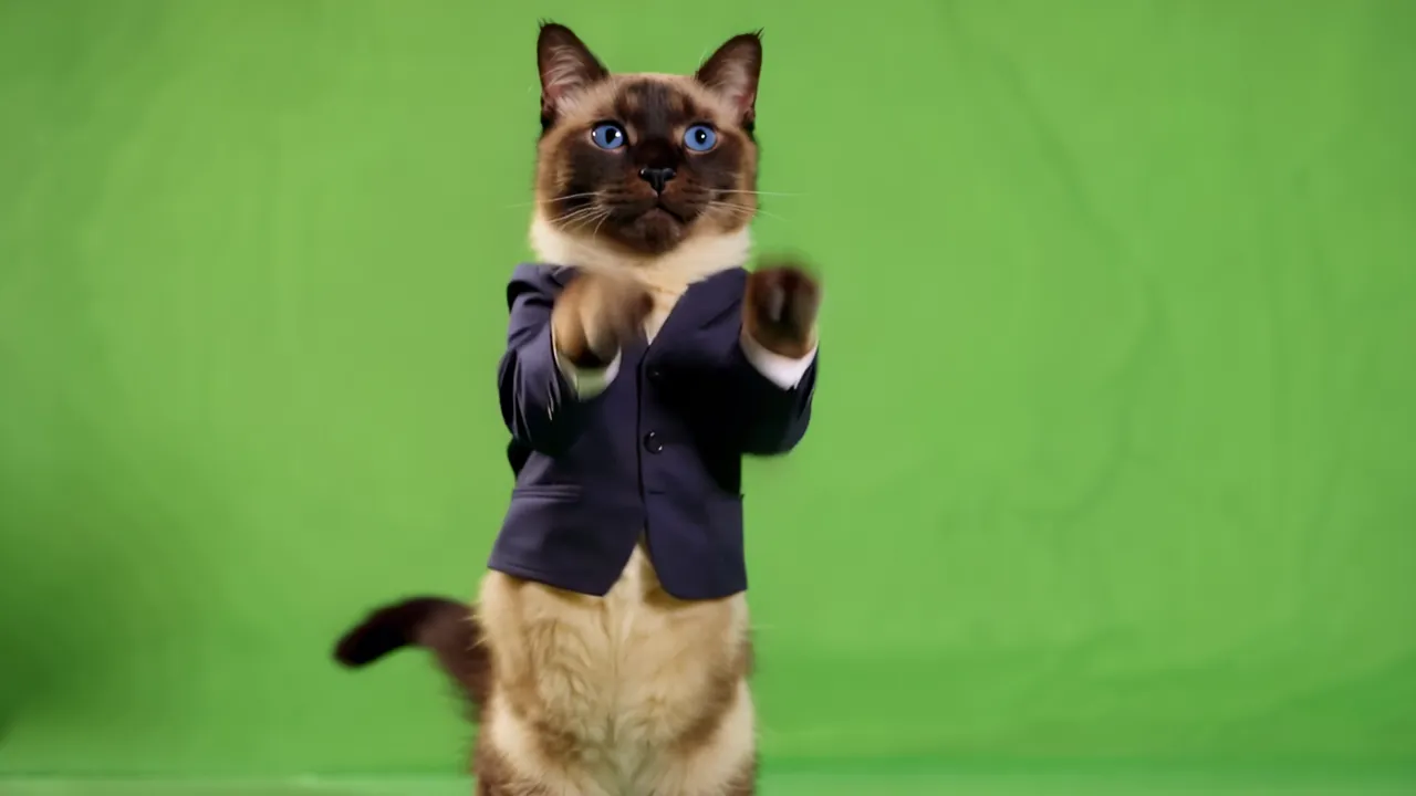 Siamese Cat Performing Dance on Hind Legs