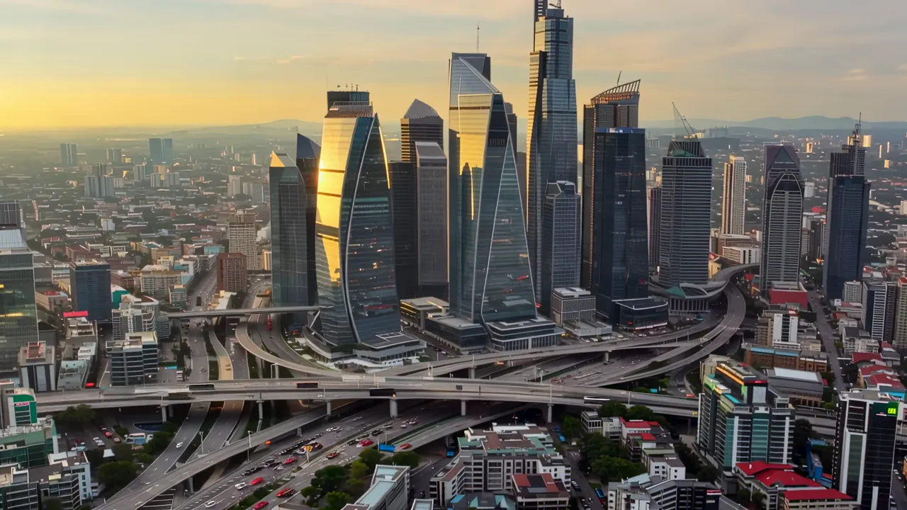 Singapore CBD Skyline with Futuristic Glass Towers