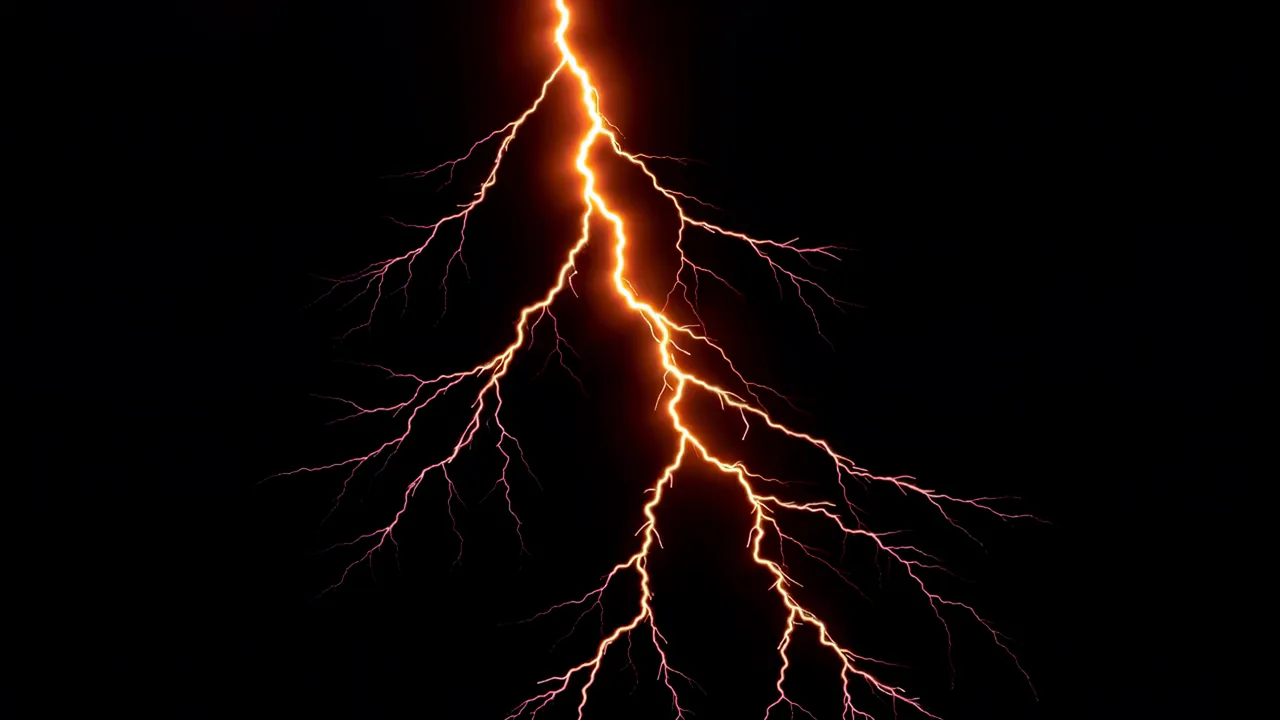 Single Lightning Bolt with Branching Tendrils