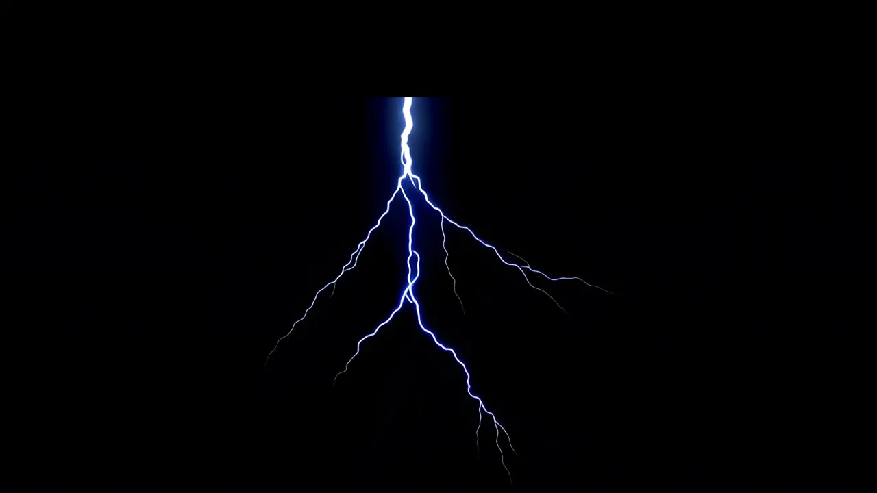 Single Lightning Bolt with Branching Tendrils