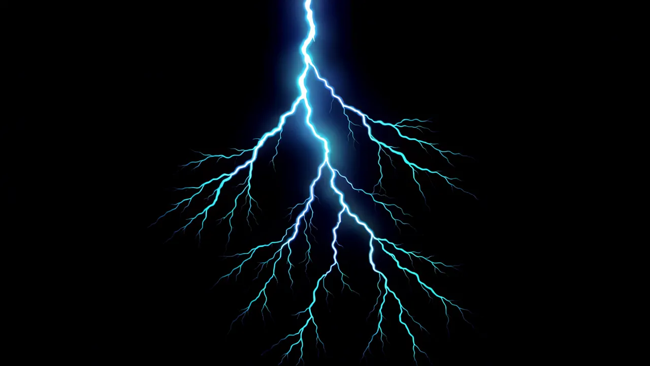 Single Thick Lightning Bolt with Branching Tendrils