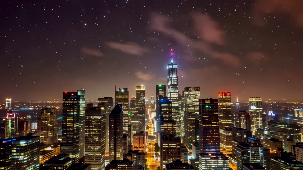 Skyline Time-Lapse of a Metropolitan City at Sunset
