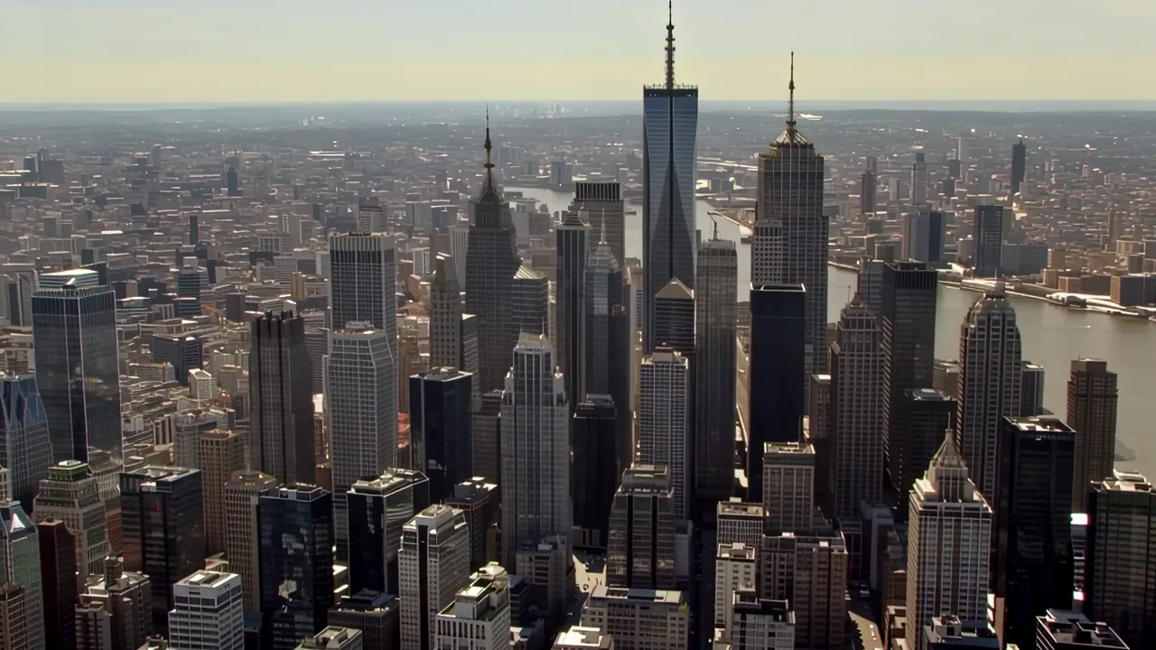 Skyscrapers in Manhattan: Aerial View of New York City