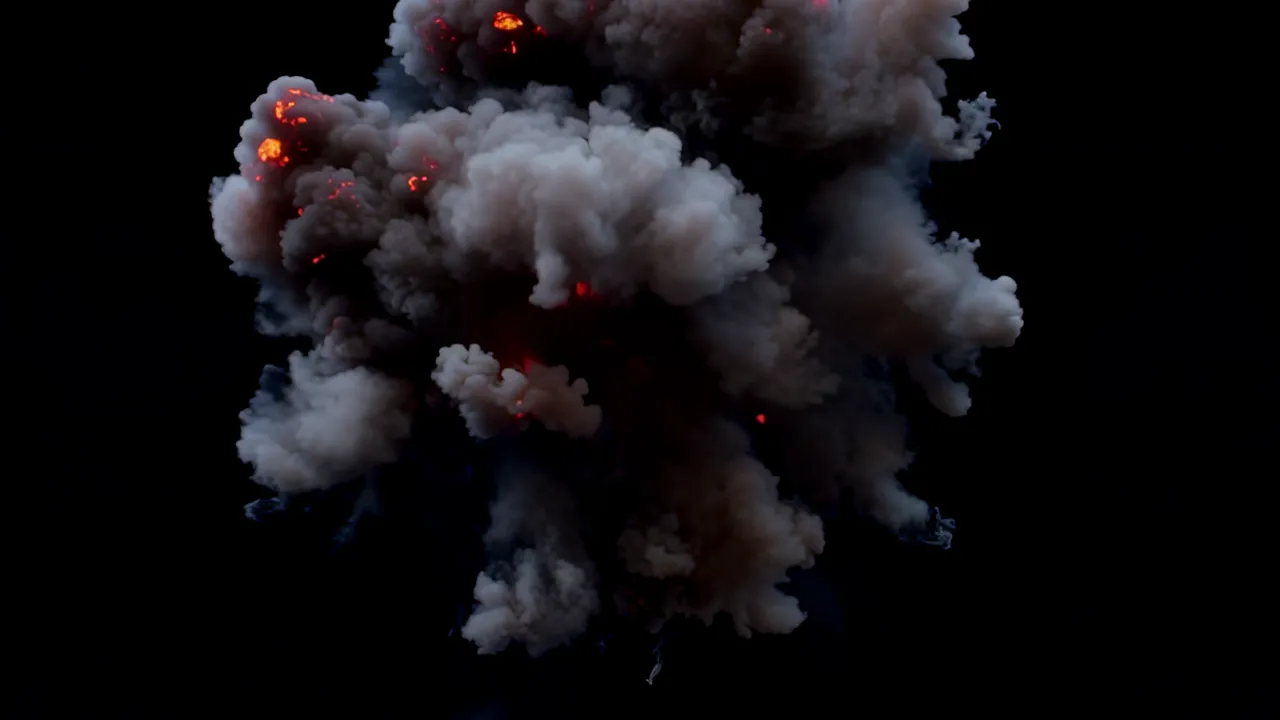 Slow Motion Explosion Fireball Expanding Outward
