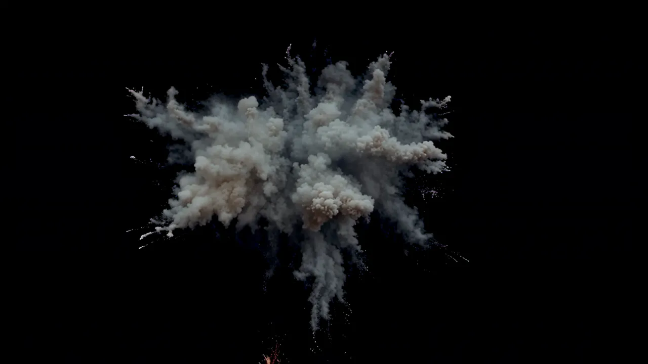 Slow-Motion Explosion Fireball Expanding with Smoke