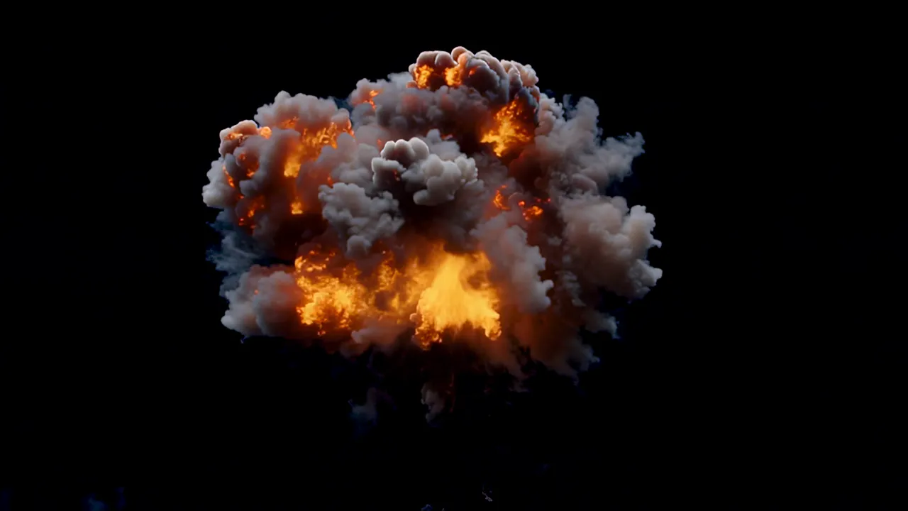 Slow Motion Explosion Fireball with Smoke Effects