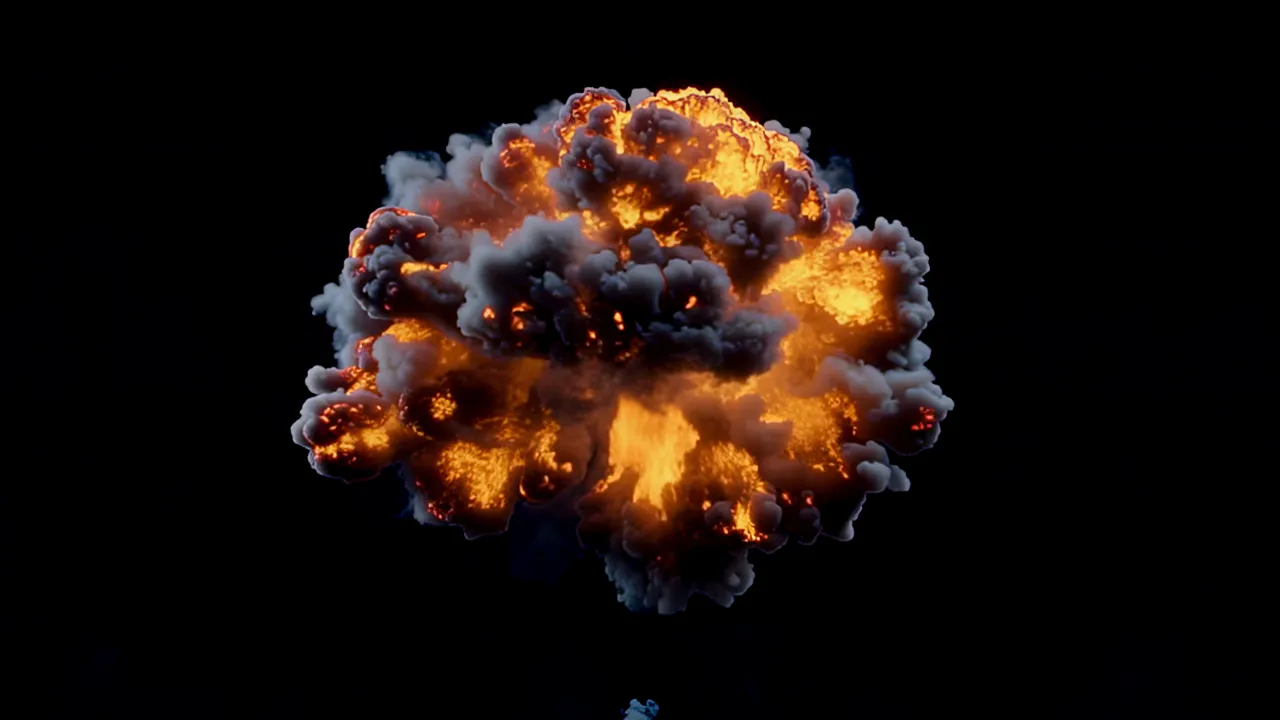 Slow-Motion Fireball Explosion with Smoke Effects